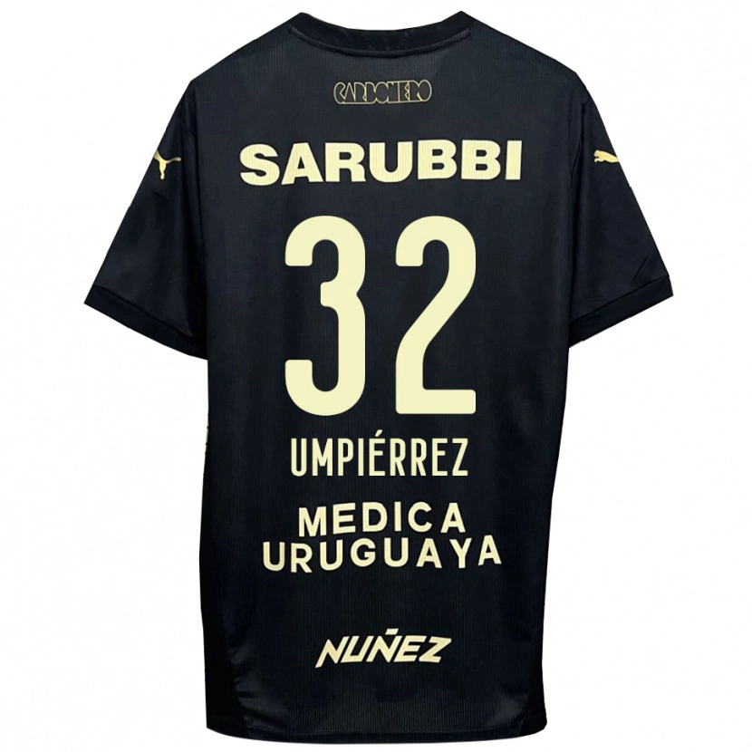 Danxen Donna Maglia Leandro Umpiérrez #32 Nero Oro Kit Gara Away 2025/26 Maglietta