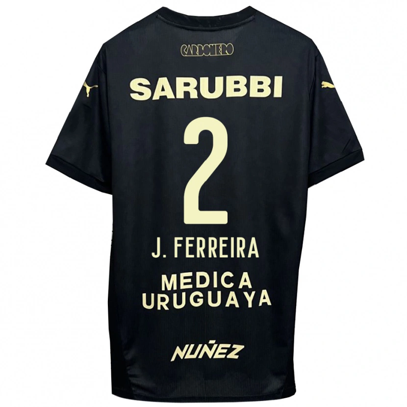 Danxen Donna Maglia Joaquín Ferreira #2 Nero Oro Kit Gara Away 2025/26 Maglietta
