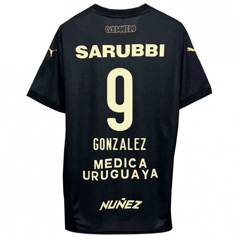 Danxen Donna Maglia Franco González #9 Nero Oro Kit Gara Away 2025/26 Maglietta
