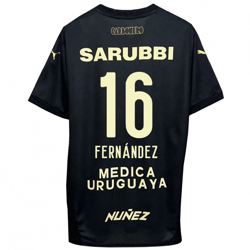 Danxen Donna Maglia Adrián Fernández #16 Nero Oro Kit Gara Away 2025/26 Maglietta