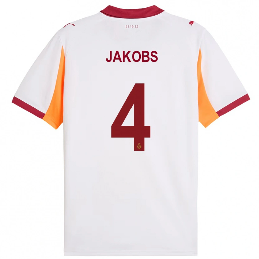 Danxen Donna Maglia Ismail Jakobs #4 Bianco Rosso Kit Gara Away 2025/26 Maglietta