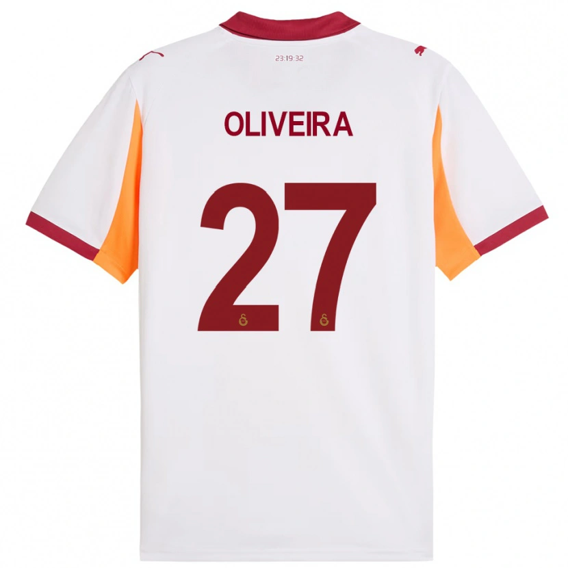 Danxen Donna Maglia Sergio Oliveira #27 Bianco Rosso Kit Gara Away 2025/26 Maglietta