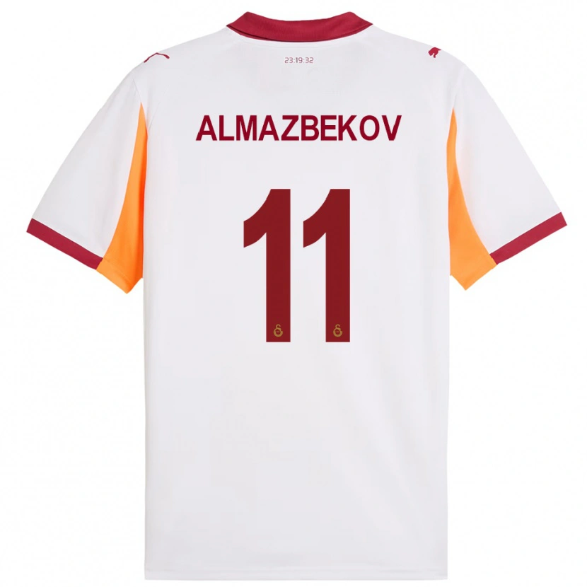 Danxen Donna Maglia Beknaz Almazbekov #11 Bianco Rosso Kit Gara Away 2025/26 Maglietta
