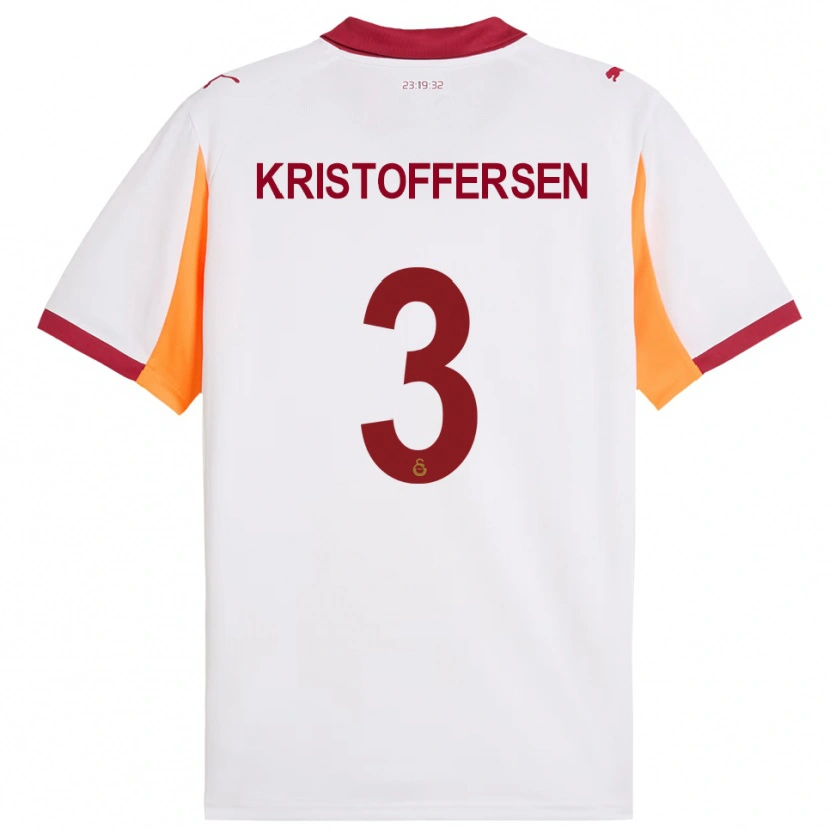 Danxen Donna Maglia Ina Kristoffersen #3 Bianco Rosso Kit Gara Away 2025/26 Maglietta