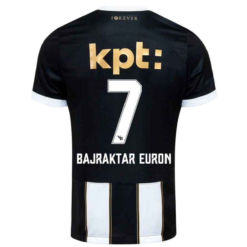 Danxen Donna Maglia Euron Bajraktar #7 Nero Bianco Kit Gara Away 2025/26 Maglietta