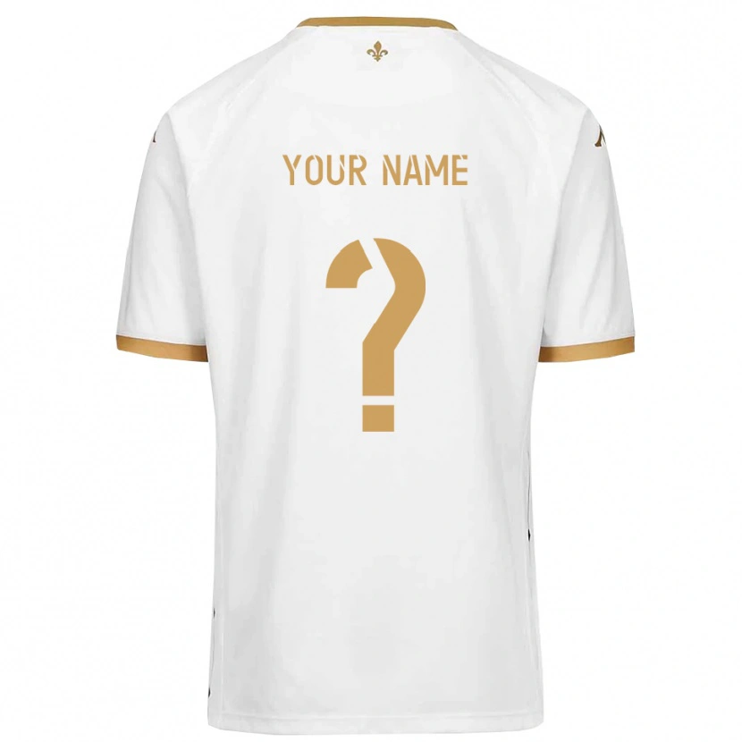 Danxen Donna Maglia Il Tuo Nome #0 Bianco Oro Kit Gara Away 2025/26 Maglietta