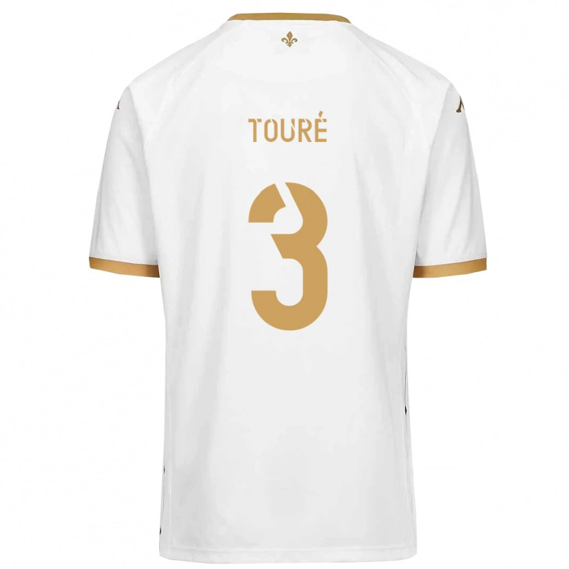 Danxen Donna Maglia Mohamed Touré #3 Bianco Oro Kit Gara Away 2025/26 Maglietta