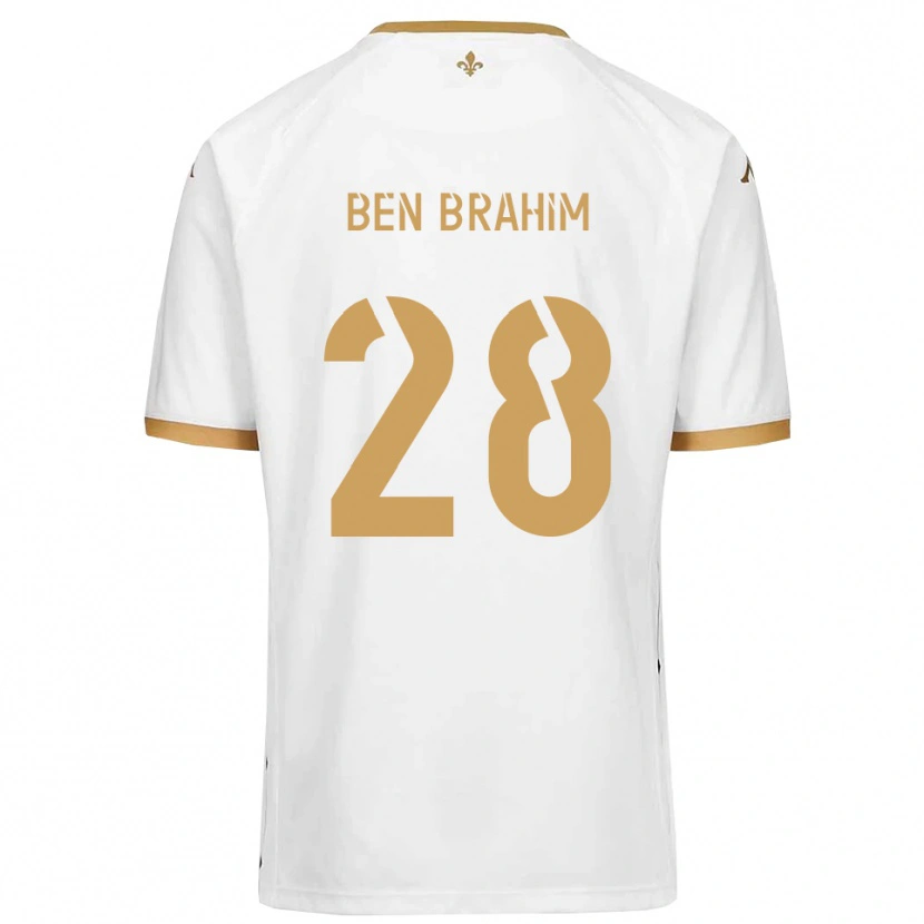 Danxen Donna Maglia Samir Ben Brahim #28 Bianco Oro Kit Gara Away 2025/26 Maglietta