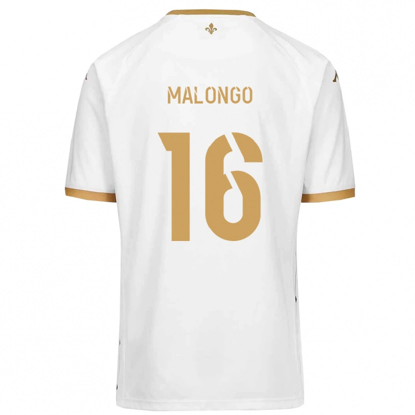 Danxen Donna Maglia Denzel Malongo #16 Bianco Oro Kit Gara Away 2025/26 Maglietta