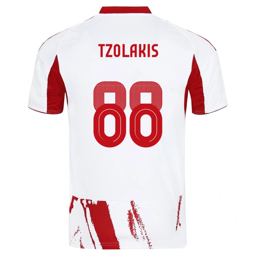 Danxen Donna Maglia Konstantinos Tzolakis #88 Bianco Rosso Kit Gara Away 2025/26 Maglietta