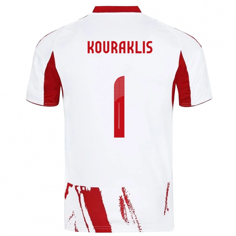 Danxen Donna Maglia Georgios Kouraklis #1 Bianco Rosso Kit Gara Away 2025/26 Maglietta
