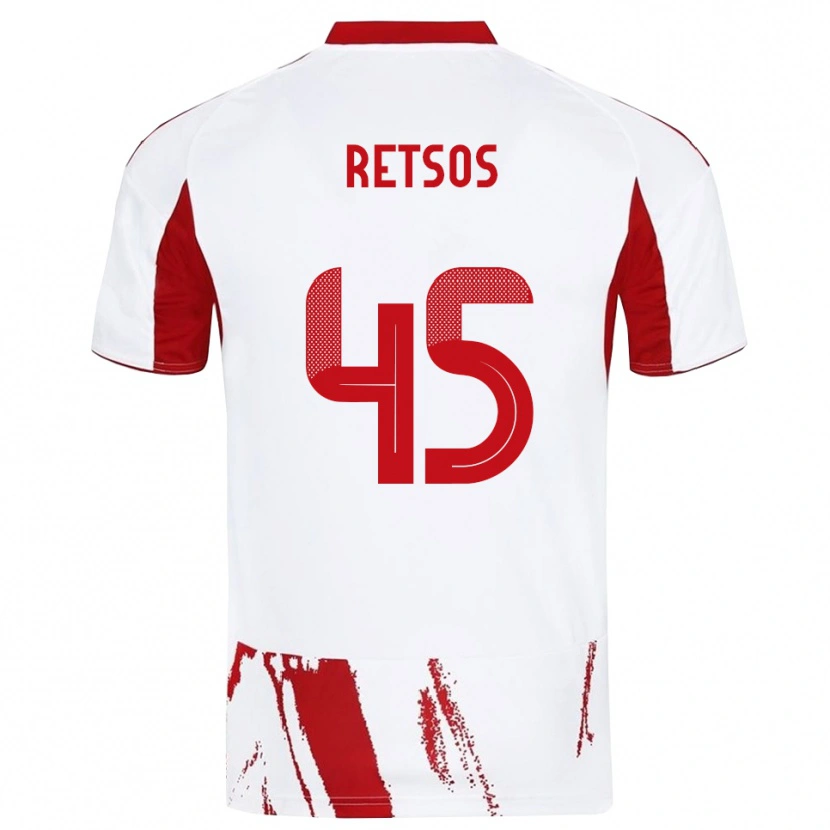 Danxen Donna Maglia Panagiotis Retsos #45 Bianco Rosso Kit Gara Away 2025/26 Maglietta