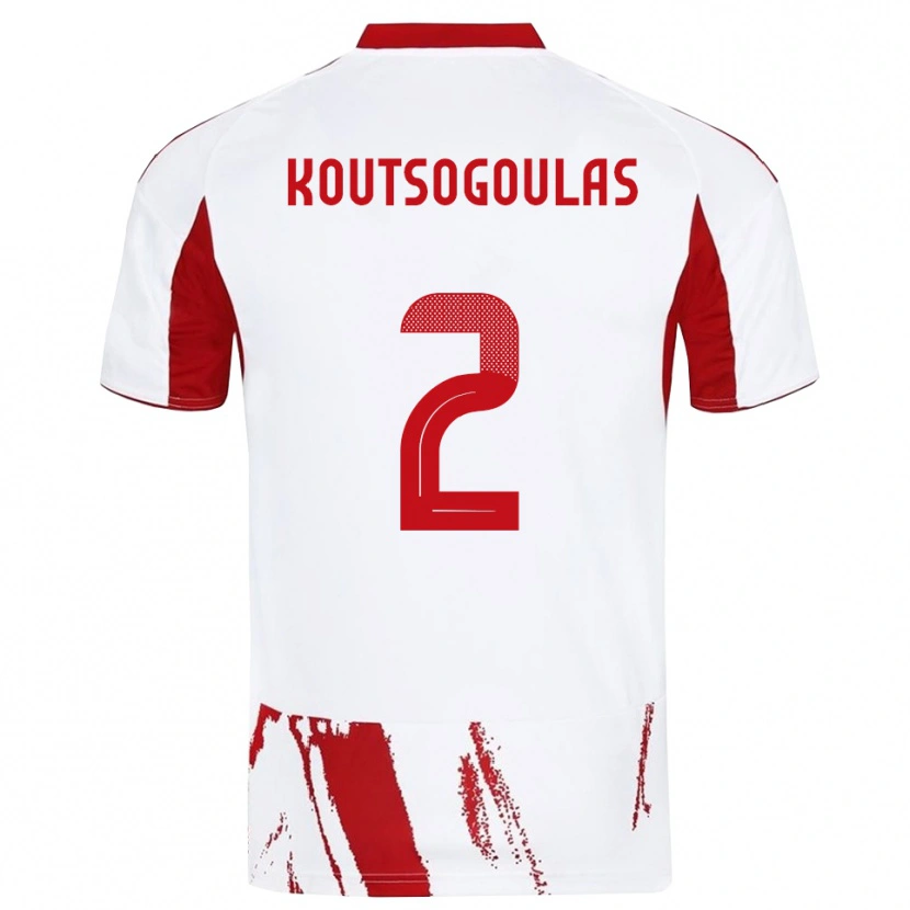 Danxen Donna Maglia Athanasios Koutsogoulas #2 Bianco Rosso Kit Gara Away 2025/26 Maglietta