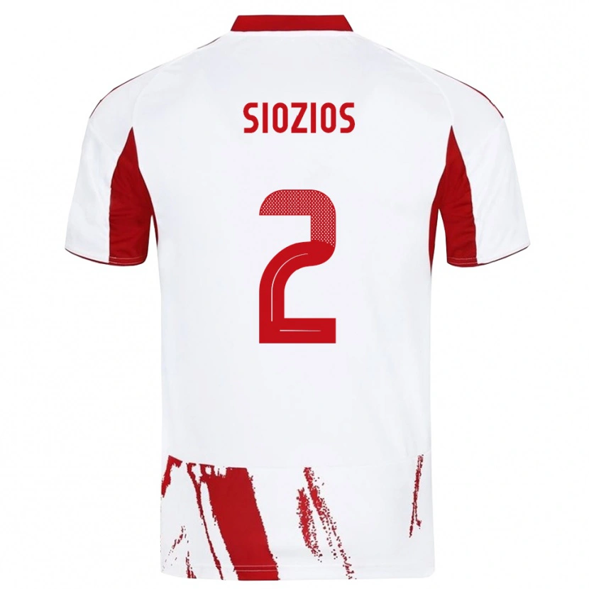Danxen Donna Maglia Georgios Siozios #2 Bianco Rosso Kit Gara Away 2025/26 Maglietta