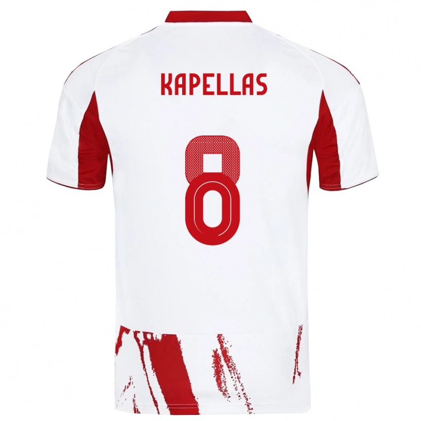 Danxen Donna Maglia Christos Kapellas #8 Bianco Rosso Kit Gara Away 2025/26 Maglietta