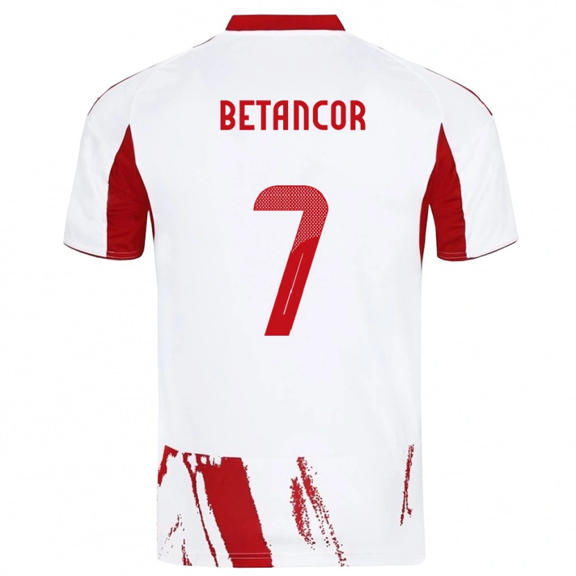 Danxen Donna Maglia Jefté Betancor #7 Bianco Rosso Kit Gara Away 2025/26 Maglietta