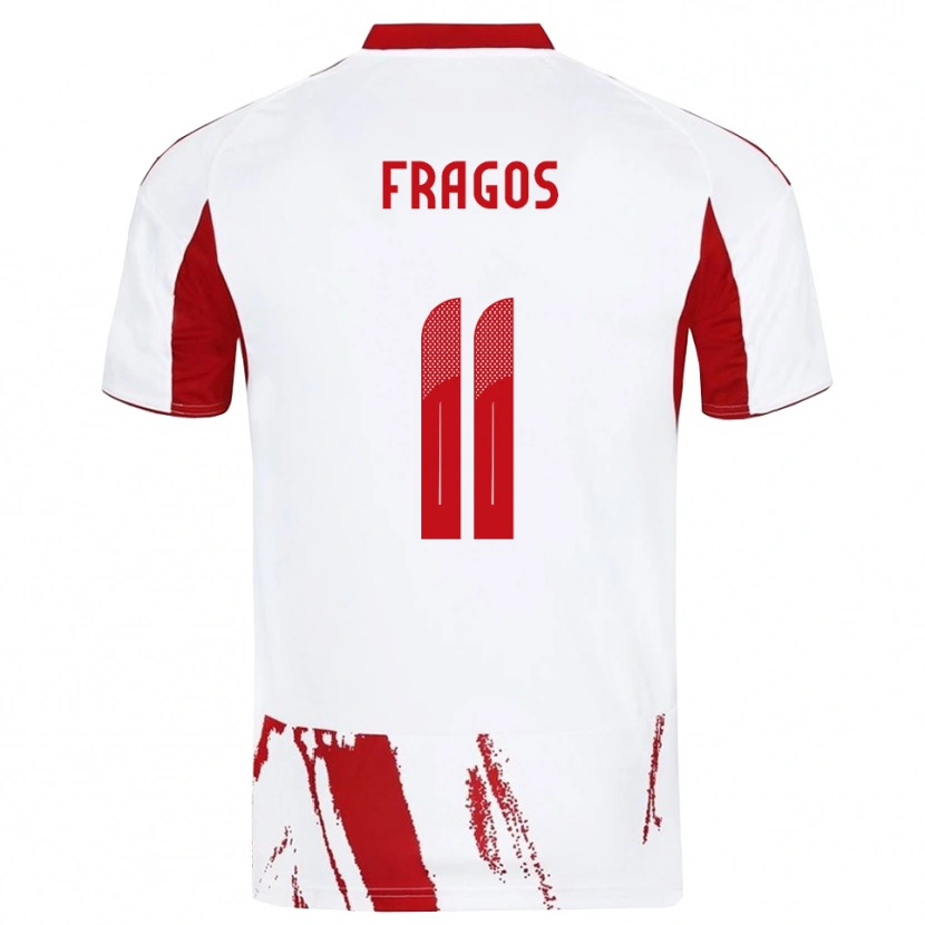 Danxen Donna Maglia Georgios Fragos #11 Bianco Rosso Kit Gara Away 2025/26 Maglietta