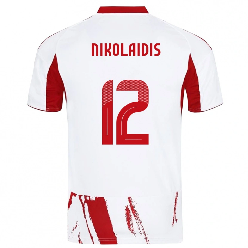 Danxen Donna Maglia Georgios Nikolaidis #12 Bianco Rosso Kit Gara Away 2025/26 Maglietta