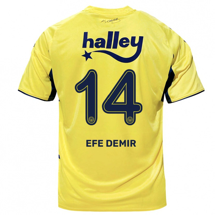Danxen Donna Maglia Yiğit Efe Demir #14 Giallo Navy Kit Gara Away 2025/26 Maglietta