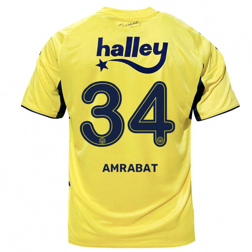 Danxen Donna Maglia Sofyan Amrabat #34 Giallo Navy Kit Gara Away 2025/26 Maglietta