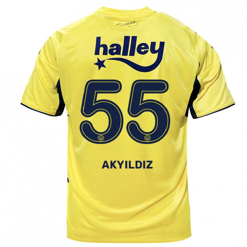 Danxen Donna Maglia Mustafa Akyıldız #55 Giallo Navy Kit Gara Away 2025/26 Maglietta
