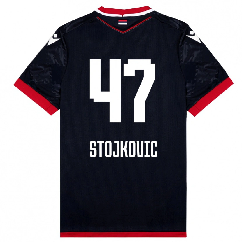 Danxen Donna Maglia Strahinja Stojkovic #47 Nero Rosso Kit Gara Away 2025/26 Maglietta