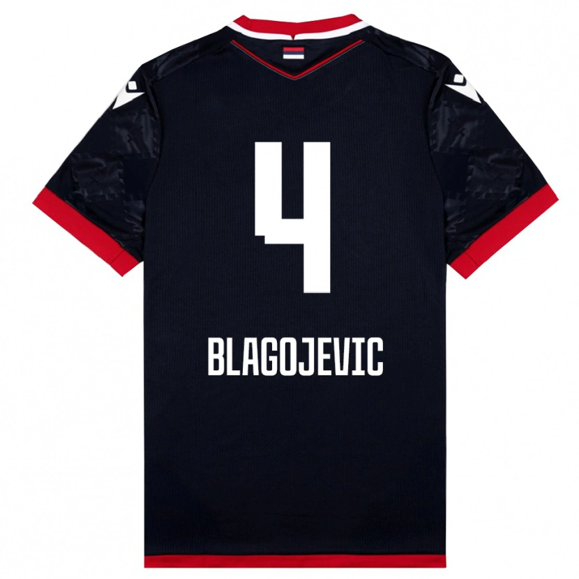 Danxen Donna Maglia Niksa Blagojevic #4 Nero Rosso Kit Gara Away 2025/26 Maglietta