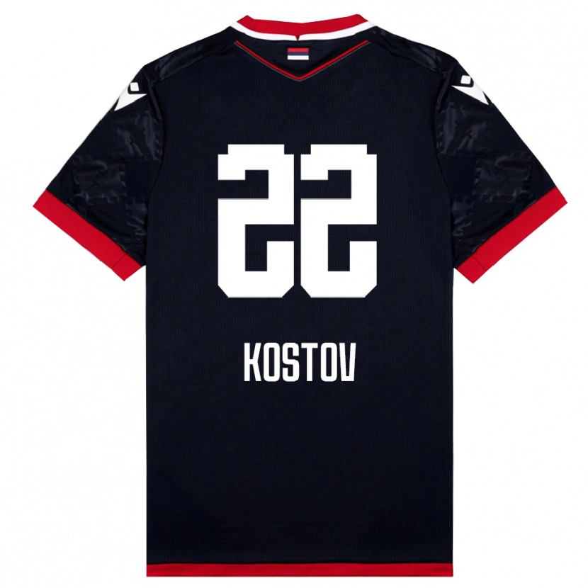 Danxen Donna Maglia Vasilije Kostov #22 Nero Rosso Kit Gara Away 2025/26 Maglietta