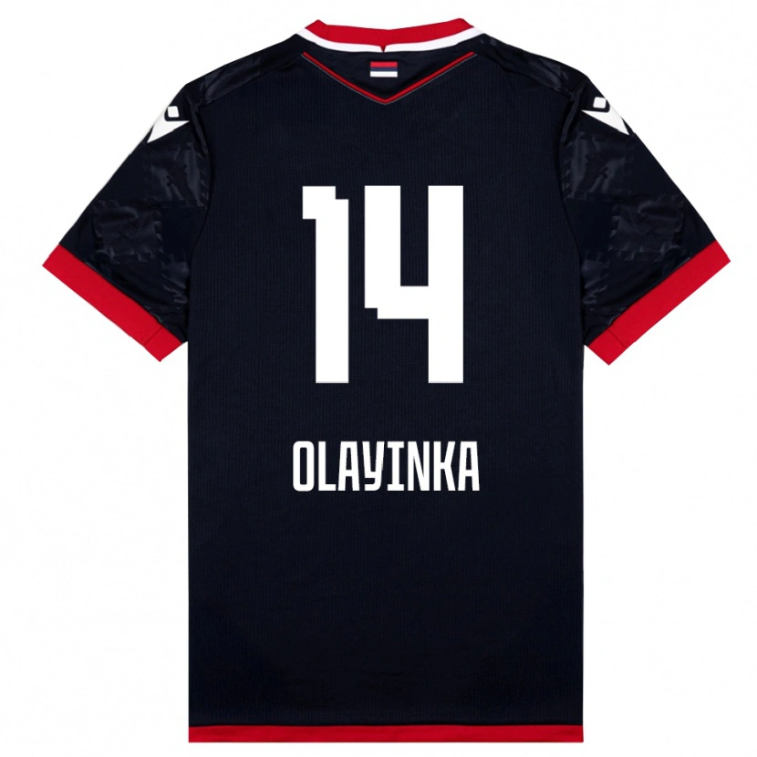 Danxen Donna Maglia Peter Olayinka #14 Nero Rosso Kit Gara Away 2025/26 Maglietta