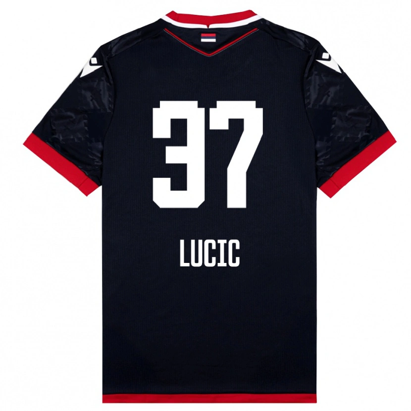 Danxen Donna Maglia Vladimir Lucic #37 Nero Rosso Kit Gara Away 2025/26 Maglietta