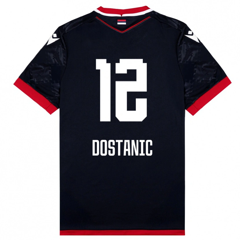 Danxen Donna Maglia Filip Dostanic #12 Nero Rosso Kit Gara Away 2025/26 Maglietta