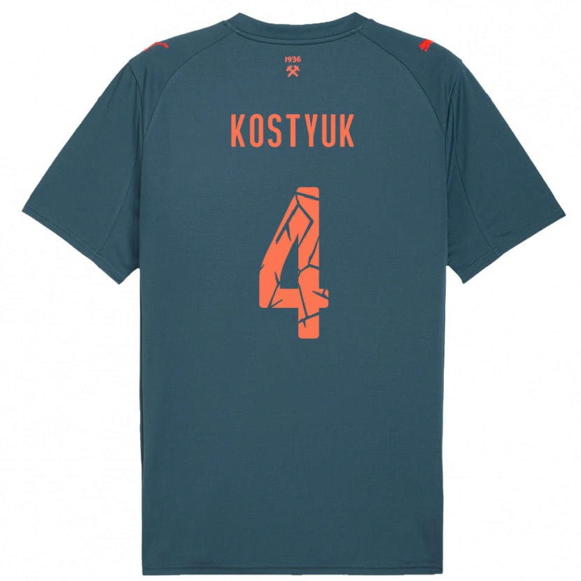 Danxen Donna Maglia Yegor Kostyuk #4 Navy Rosso Kit Gara Away 2025/26 Maglietta