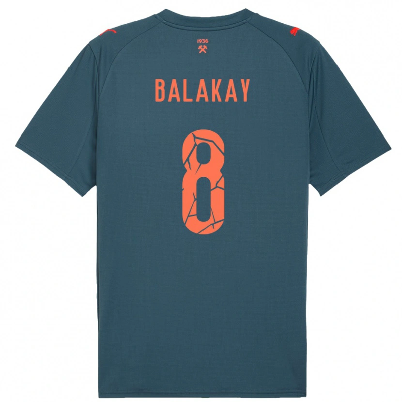 Danxen Donna Maglia Oleksandr Balakay #8 Navy Rosso Kit Gara Away 2025/26 Maglietta