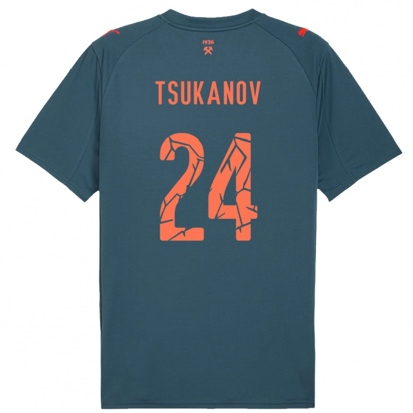 Danxen Donna Maglia Viktor Tsukanov #24 Navy Rosso Kit Gara Away 2025/26 Maglietta