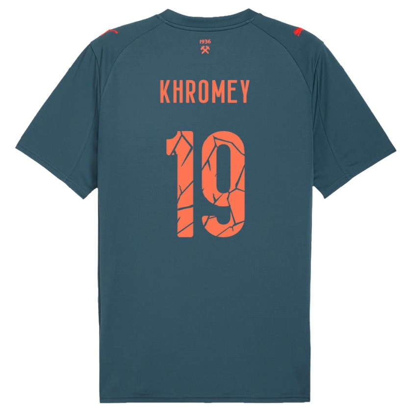 Danxen Donna Maglia Mykhaylo Khromey #19 Navy Rosso Kit Gara Away 2025/26 Maglietta