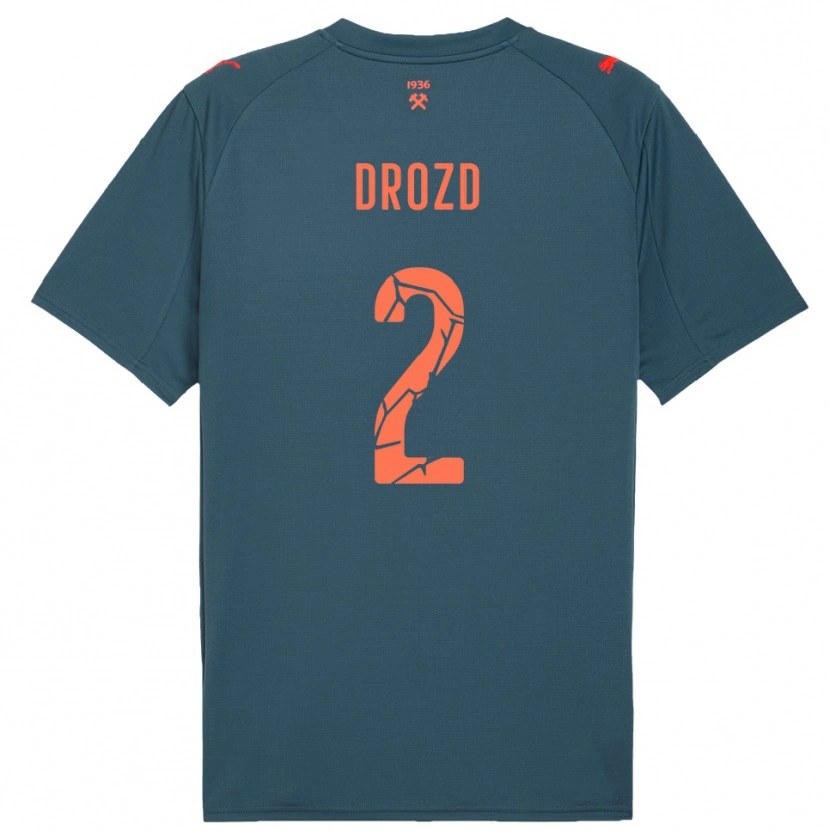 Danxen Donna Maglia Anton Drozd #2 Navy Rosso Kit Gara Away 2025/26 Maglietta