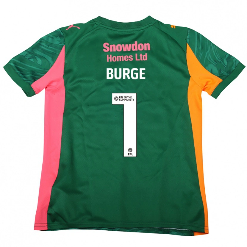 Danxen Bambino Lee Burge #1 Maglia Gara Portiere Verde Scuro Rosa 2025/26 Maglietta