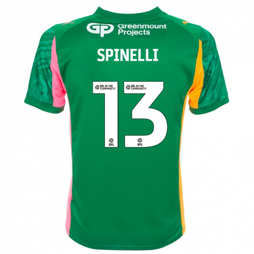 Danxen Bambino Matteo Spinelli #13 Maglia Gara Portiere Verde Rosa Arancione 2025/26 Maglietta