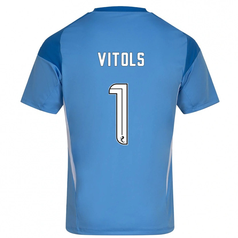 Danxen Bambino Rodrigo Vitols #1 Maglia Gara Portiere Bianco Blu 2025/26 Maglietta