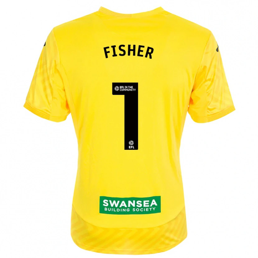 Danxen Bambino Andy Fisher #1 Maglia Gara Portiere Giallo Nero 2025/26 Maglietta