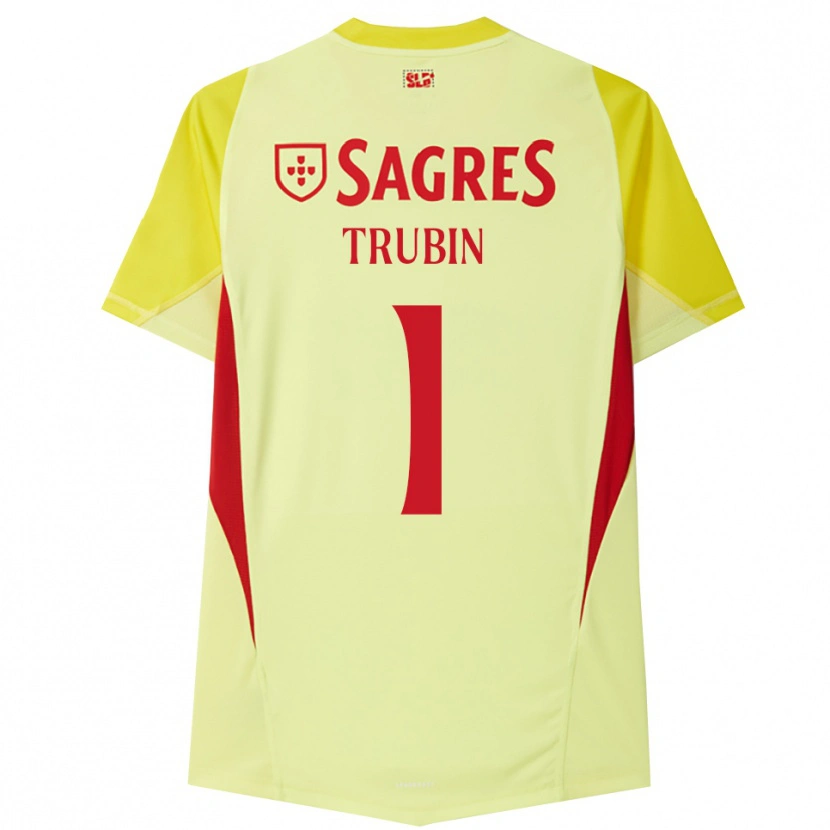 Danxen Bambino Anatoliy Trubin #1 Maglia Gara Portiere Giallo Rosso 2025/26 Maglietta