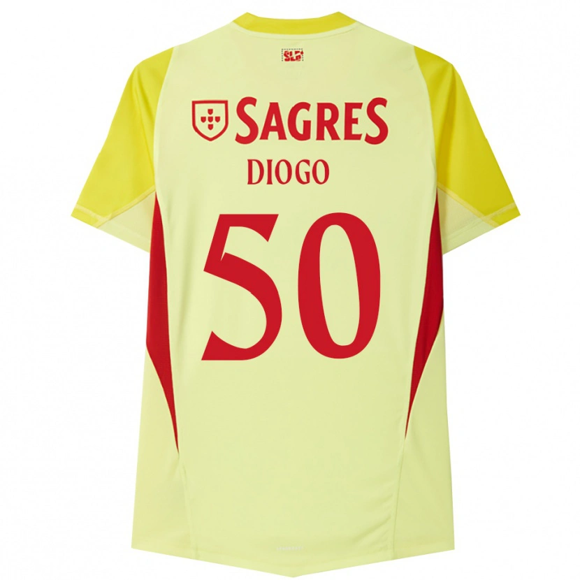 Danxen Bambino Diogo Ferreira #50 Maglia Gara Portiere Giallo Rosso 2025/26 Maglietta