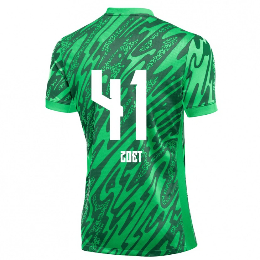 Danxen Bambino Jeroen Zoet #41 Maglia Gara Portiere Verde Bianco 2025/26 Maglietta