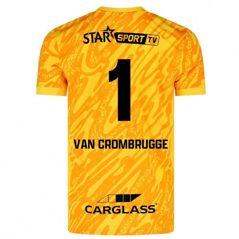 Danxen Bambino Hendrik Van Crombrugge #1 Maglia Gara Portiere Arancio Giallo Nero 2025/26 Maglietta