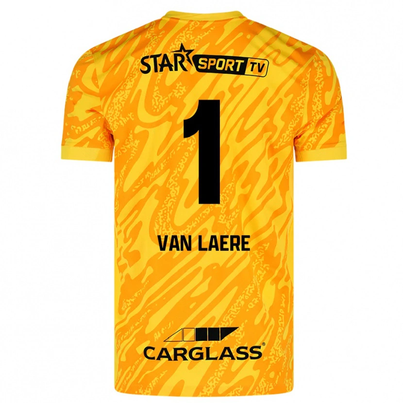 Danxen Bambino Daan Van Laere #1 Maglia Gara Portiere Arancio Giallo Nero 2025/26 Maglietta