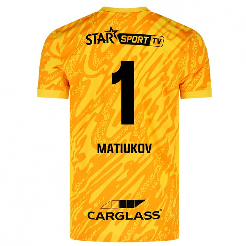 Danxen Bambino Platon Matiukov #1 Maglia Gara Portiere Arancio Giallo Nero 2025/26 Maglietta