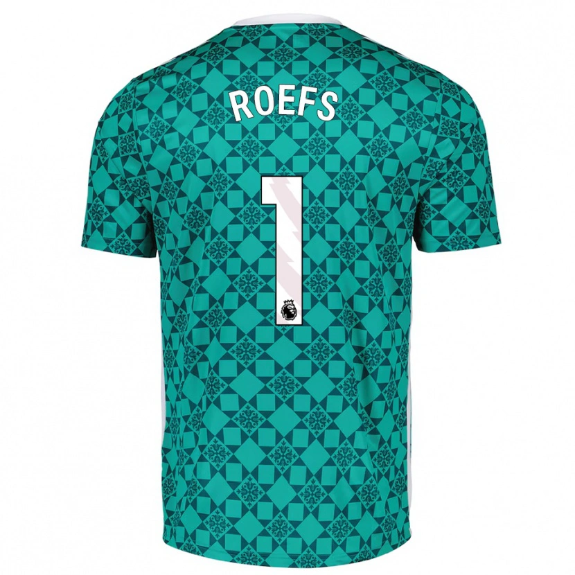 Danxen Bambino Robin Roefs #1 Maglia Gara Portiere Verde Bianco 2025/26 Maglietta