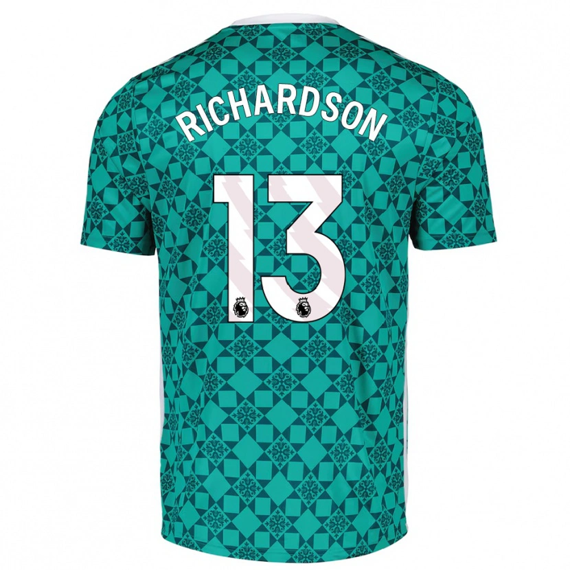 Danxen Bambino Adam Richardson #13 Maglia Gara Portiere Verde Bianco 2025/26 Maglietta