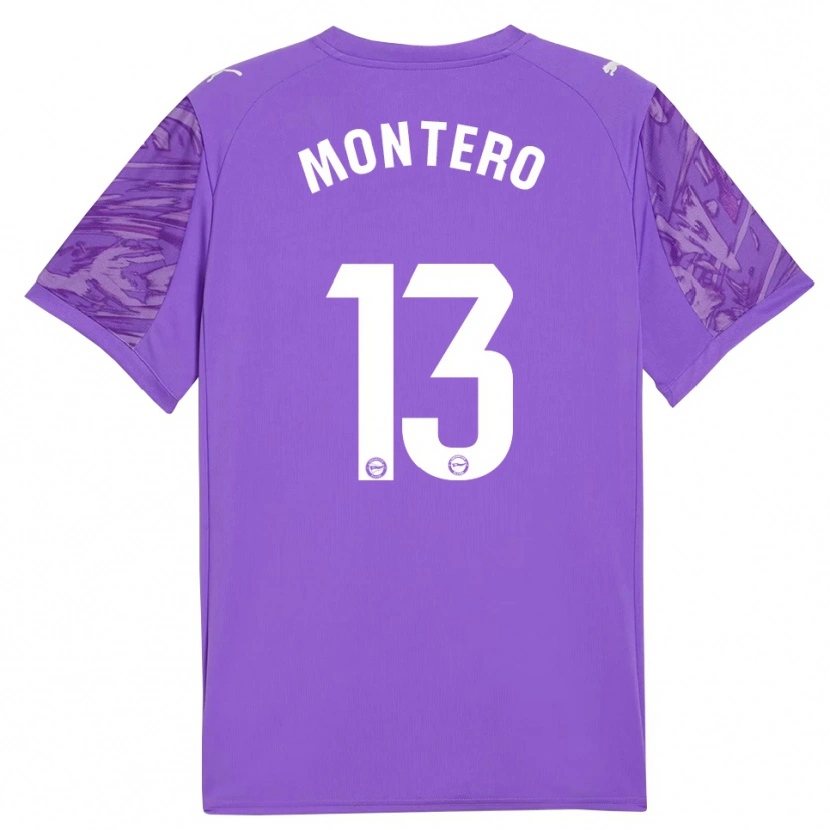 Danxen Bambino Rubén Montero #13 Maglia Gara Portiere Viola Bianco 2025/26 Maglietta