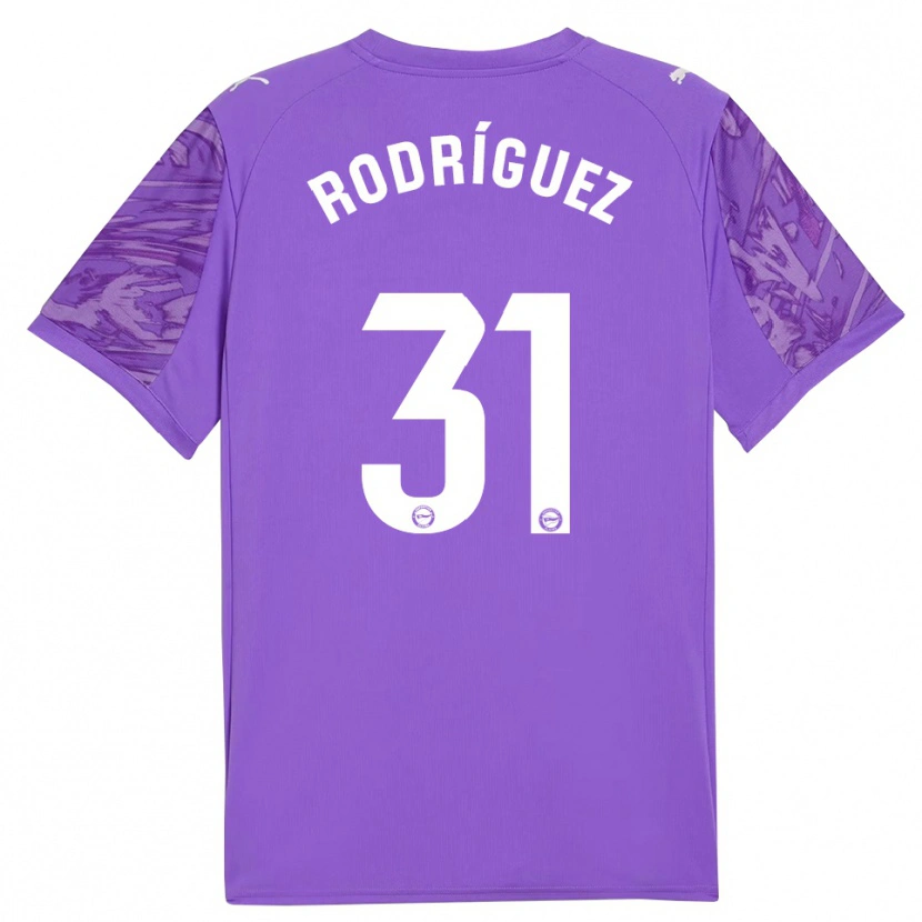 Danxen Bambino Adrián Rodríguez #31 Maglia Gara Portiere Viola Bianco 2025/26 Maglietta